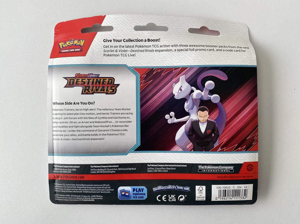 Pokemon TCG Destined Rivals 3 Pack Blister