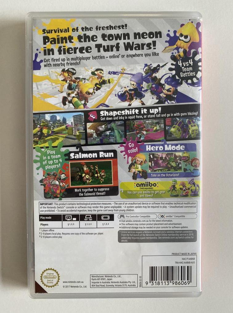 Splatoon 2 shop back cover