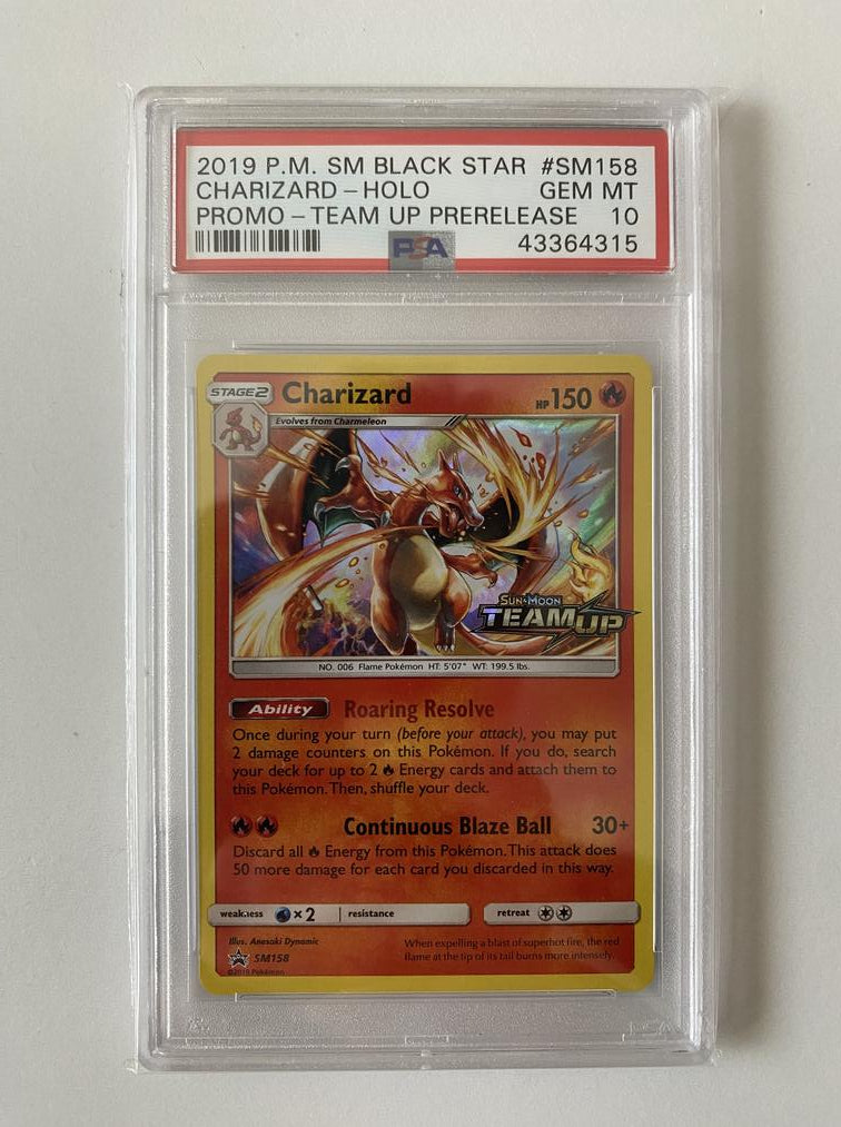 Charizard SM158 Holo Black Star Promo Team Up Prerelease PSA 10