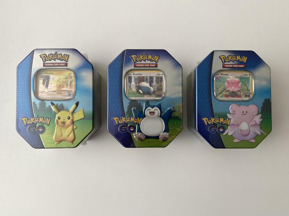 Pokemon TCG Pokemon GO Gift Tin Full Set of 3 Pikachu, Blissey & Snorl