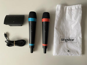 Sony PlayStation PS2 PS3 SingStar Wireless Microphones and Adapter Boxed