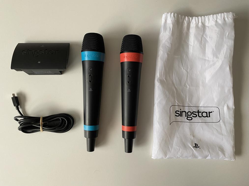 Sony PlayStation PS2 PS3 SingStar Wireless Microphones and Adapter Boxed