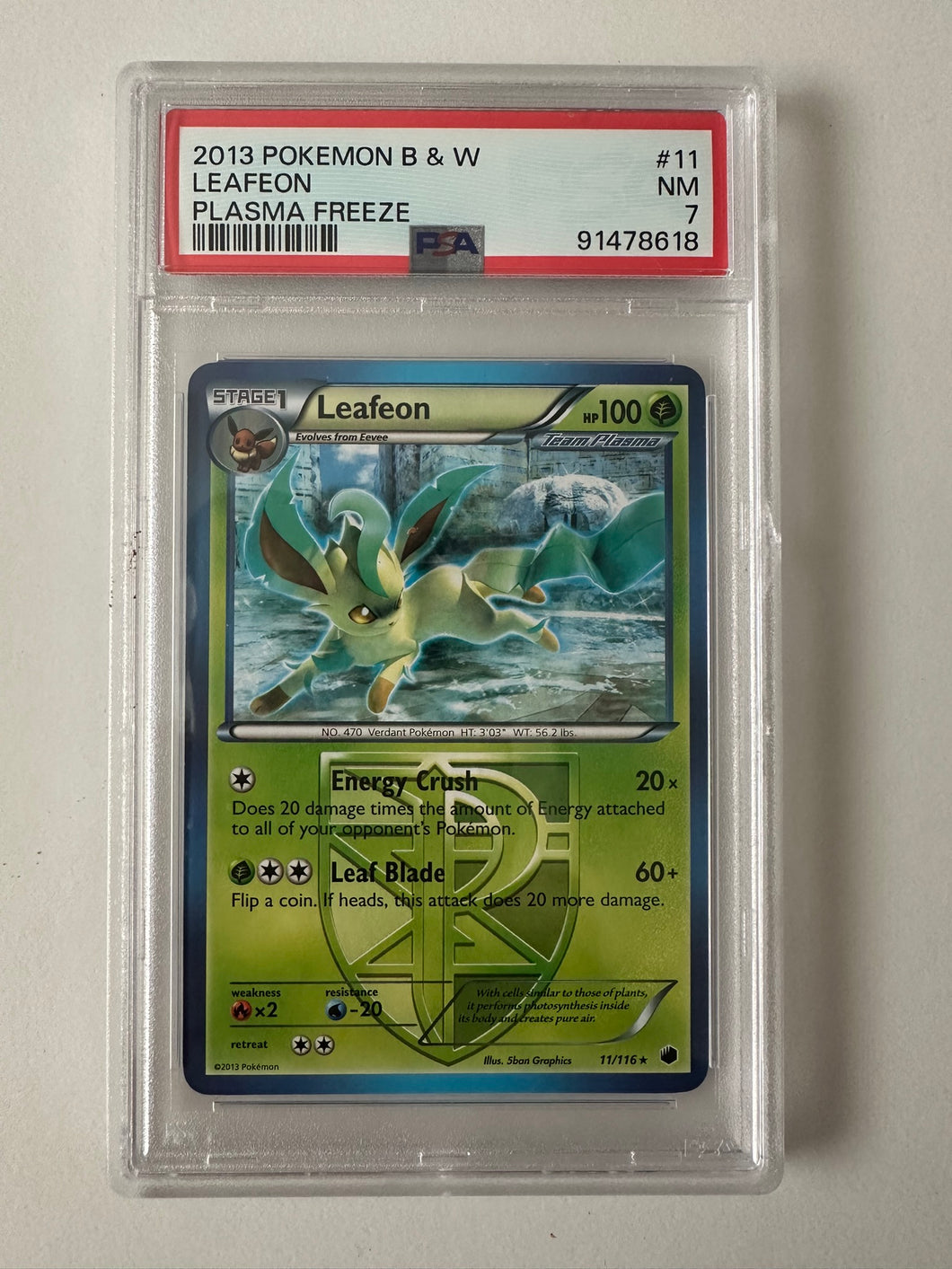 Leafeon 11/116 Plasma Freeze PSA 7