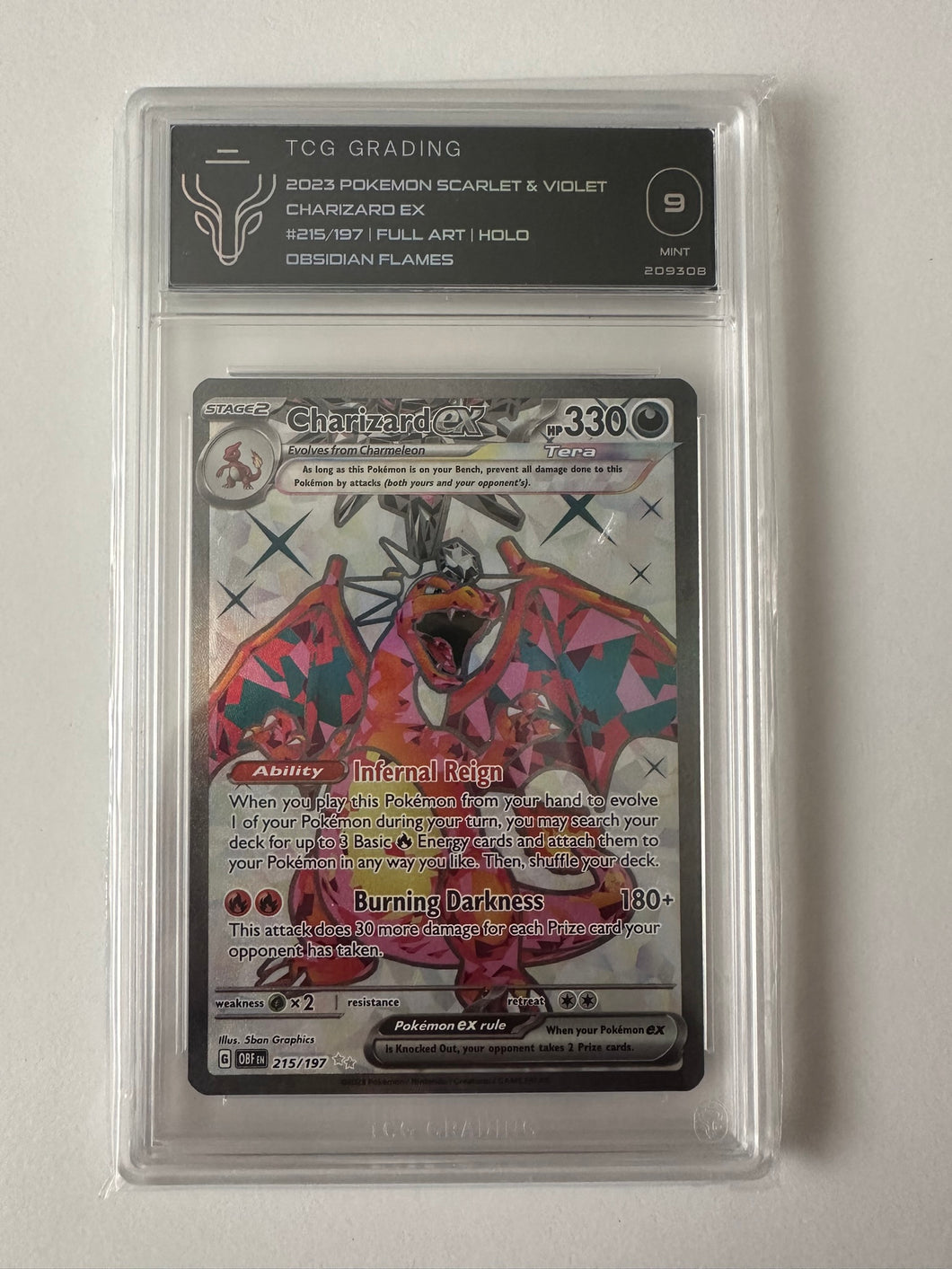 Charizard EX 215/197 Full Art Holo Ultra Rare Obsidian Flames TCG 9