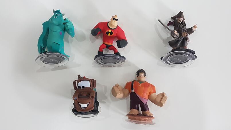 Disney Infinity Figures (Mr Incredible, Wreck-it Ralph, Captain Jack Sparrow, Sulley, Mater)