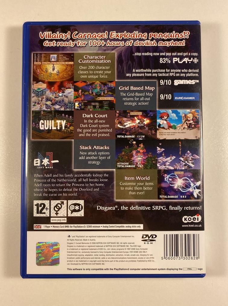 Disgaea 2 Cursed Memories Case, Manual and Soundtrack Only No Game