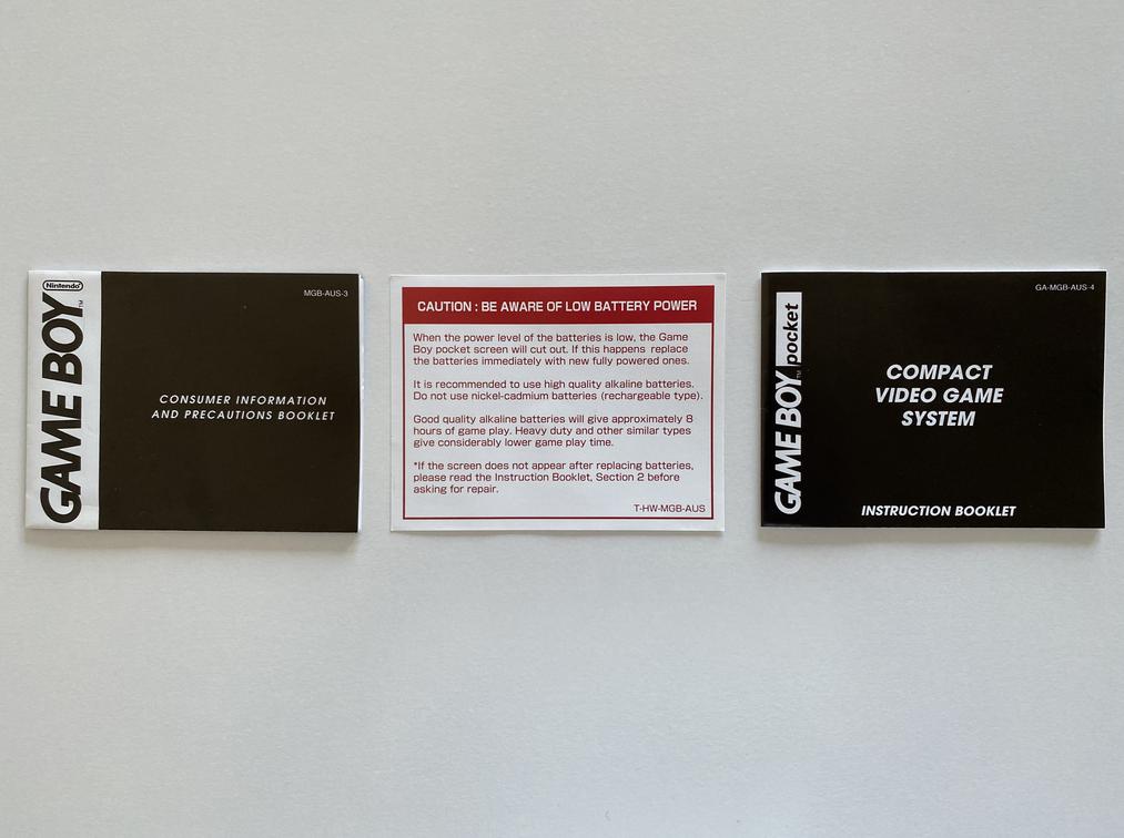 Nintendo Game Boy Pocket Instruction Booklets GA-MGB-AUS