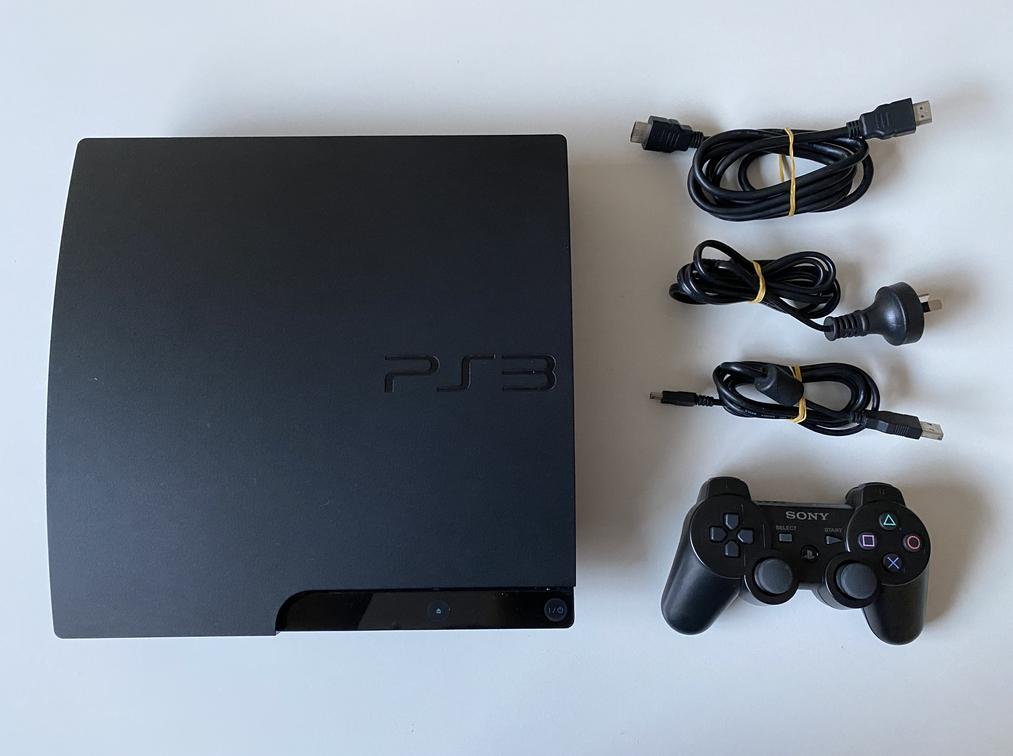 Sony PlayStation sold 3 Slim PS3 160GB Black CECH-3001A Bundle 3 Controllers + 2 game