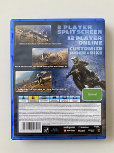 MX vs ATV Supercross Encore (Playstation 4 - PS4) 2 player split screen.  Customized rider and bike. 